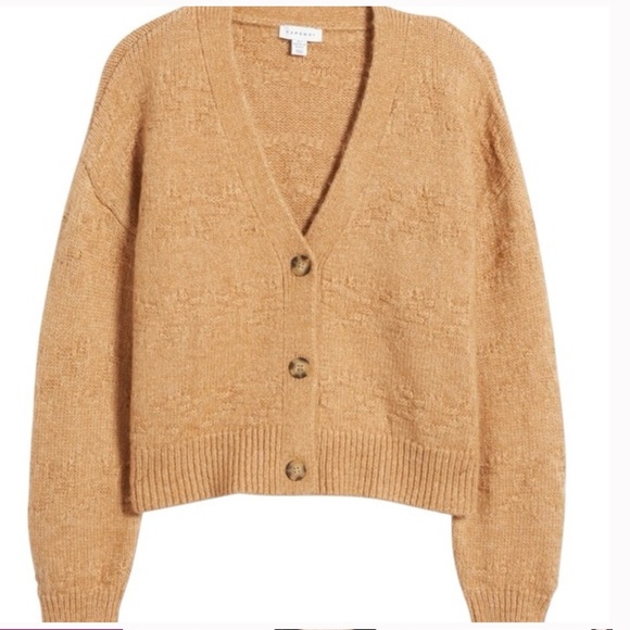 Sold Topshop Camel Basket Weave Stitch Cardigan - Picture 2 of 9